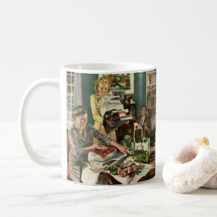 Vintage Weihnachten, glückliche Familie beim Gesch Kaffeetasse