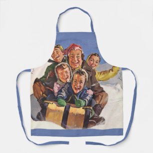 Vintage Weihnachten, glückliche Familie beim Schli Schürze