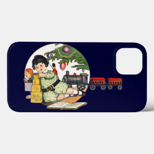 Vintage Weihnachten, Glücklicher Junge spielt mit  Case-Mate iPhone Hülle