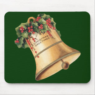 Vintage Weihnachten Goldene Glocken, Frohe Festtag Mousepad
