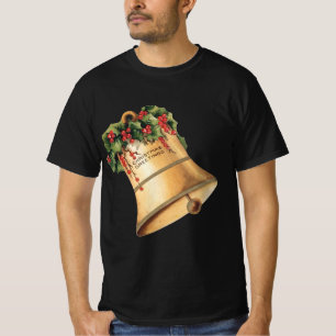 Vintage-Weihnachten Goldene Glocken, Frohe Festtag T-Shirt