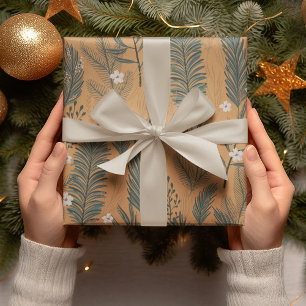 Vintage-Weihnachten Grün Tannenbaum-Muster Geschenkpapier