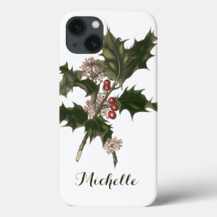 Vintage Weihnachten, grüne Stechpalmenpflanze mit  Case-Mate iPhone Hülle