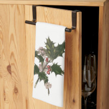 Vintage Weihnachten, grüne Stechpalmenpflanze mit