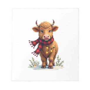 Vintage-Weihnachten Highland-Kuh mit Büffelkaromus Notizblock