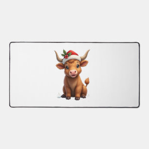 Vintage Weihnachten Highland Kuh Süße Feiertags-Ba Schreibtischunterlage