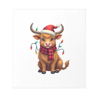 Vintage Weihnachten Highland-Kuh Süße Feiertags-Ve Notizblock