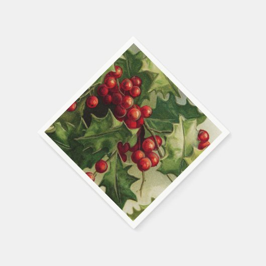 Vintage Weihnachten Holly Holiday Party Servietten (Ecke)