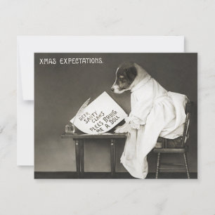 Vintage-Weihnachten-Hund-Welpen-Humor Karte