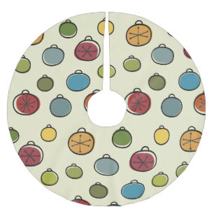 Vintage-Weihnachten im Atomzeitalter - bunte Ornam Polyester Weihnachtsbaumdecke
