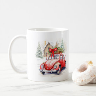 Vintage-Weihnachten im Auto Kaffeetasse