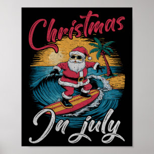 Vintage-Weihnachten im Juli Santa Hawaiianisches S Poster
