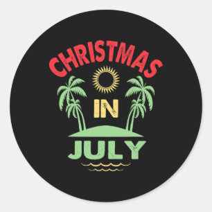 Vintage-Weihnachten im Juli-Sommer-Strandparty Fra Runder Aufkleber