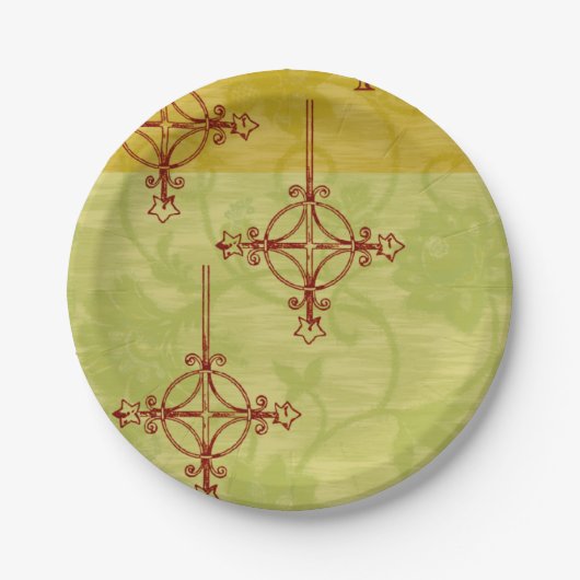 Vintage Weihnachten im Stil der 70er Jahre Pappteller (Vorderseite)