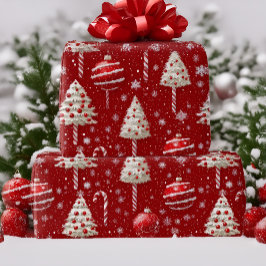 Vintage Weihnachten in Rot und Weiß Candy Cane Geschenkpapier