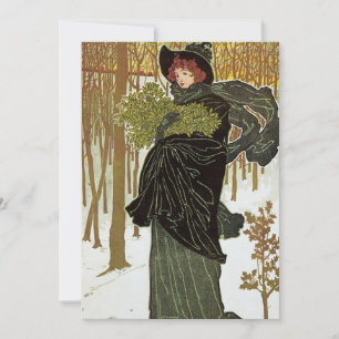 Vintage Weihnachten Jugendstil-Scribners Einladung