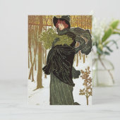 Vintage Weihnachten Jugendstil-Scribners Einladung (Stehend Vorderseite)