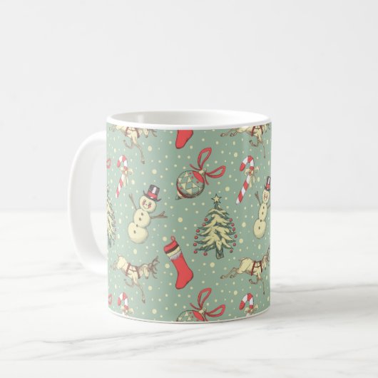 Vintage Weihnachten Kaffeetasse (Vorderseite Links)