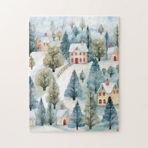 Vintage-Weihnachten Kalte Schneestadt Puzzle