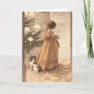 Vintage Weihnachten-Karte mit Gedicht Feiertagskarte