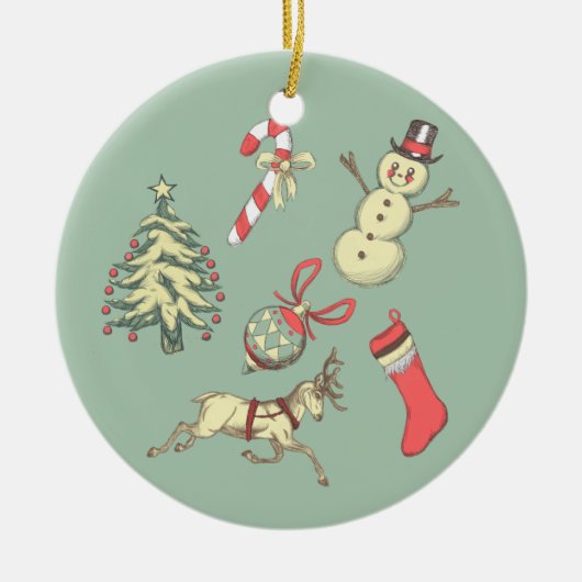 Vintage Weihnachten Keramik Ornament (Vorne)