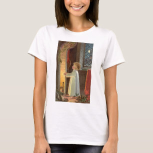 Vintage Weihnachten, Kind wärmt sich am Kaminfeuer T-Shirt