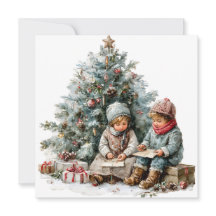 Vintage Weihnachten Kinder Aquarell