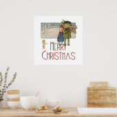 Vintage-Weihnachten Kinder und Cherub Poster (Küche)