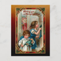Vintage Weihnachten | Kinder | Verzierter Rahmen