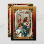 Vintage Weihnachten | Kinder | Verzierter Rahmen Postkarte (Vorne/Hinten)
