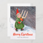 Vintage Weihnachten Kleines Mädchen Schneekandeln Postkarte (Vorne/Hinten)