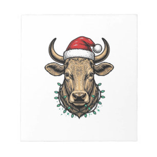 Vintage-Weihnachten-Kuh-Santa-Hut-Feiertags-Shirt_ Notizblock