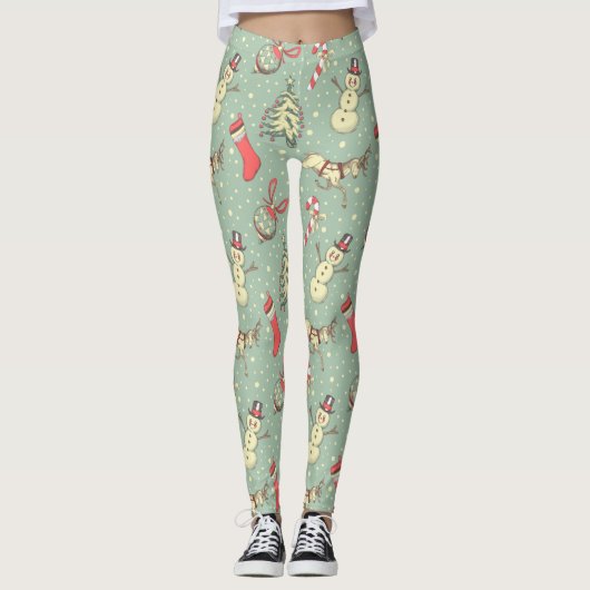 Vintage Weihnachten Leggings (Vorderseite)