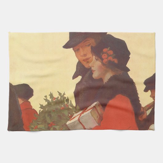 Vintage Weihnachten, Liebe und Romantik Geschenk S Geschirrtuch (Horizontal)