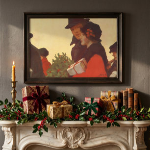 Vintage Weihnachten, Liebe und Romantik Geschenk S Poster