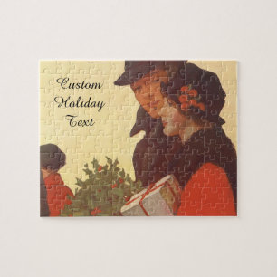Vintage Weihnachten, Liebe und Romantik Geschenk S Puzzle