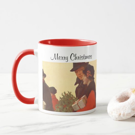 Vintage Weihnachten, Liebe und Romantik Geschenk S Tasse (Mit Donut)