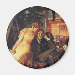 Vintage Weihnachten, Liebe und Romantik Paar Magnet