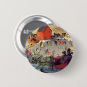Vintage-Weihnachten, Liebe und Romantik-Schlitten Button (Vorne & Hinten)