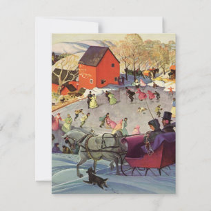 Vintage-Weihnachten, Liebe und Romantik-Schlitten Feiertagskarte