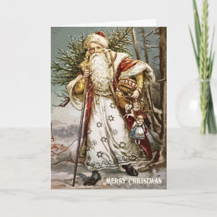 Vintage Weihnachten mit Baum und Spielzeug Karte