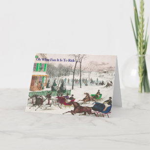 Vintage-Weihnachten mit einem Pferdeschlitten Feiertagskarte