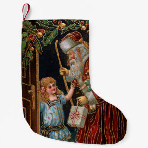 Vintage Weihnachten mit Kind Kleiner Weihnachtsstrumpf