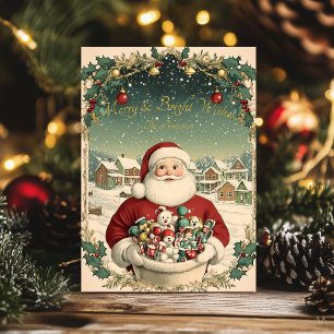 Vintage-Weihnachten mit Weihnachtsmann-Grußkarte Einladung