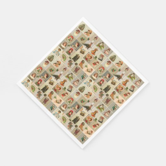 Vintage Weihnachten Mittagessen Papier Napkins Serviette (Ecke)