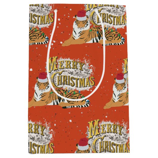 Vintage Weihnachten Mittlere Geschenktüte (Vorderseite)