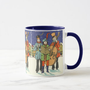 Vintage Weihnachten, Musiker beim Weihnachtslieder Tasse