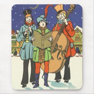 Vintage-Weihnachten, Musiker singen Weihnachtslied Mousepad