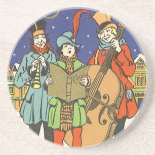 Vintage Weihnachten, Musiker singen Weihnachtslied Sandstein Untersetzer