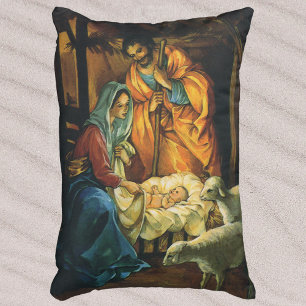 Vintage-Weihnachten-Nativität, Baby Jesus in der K Zierkissen